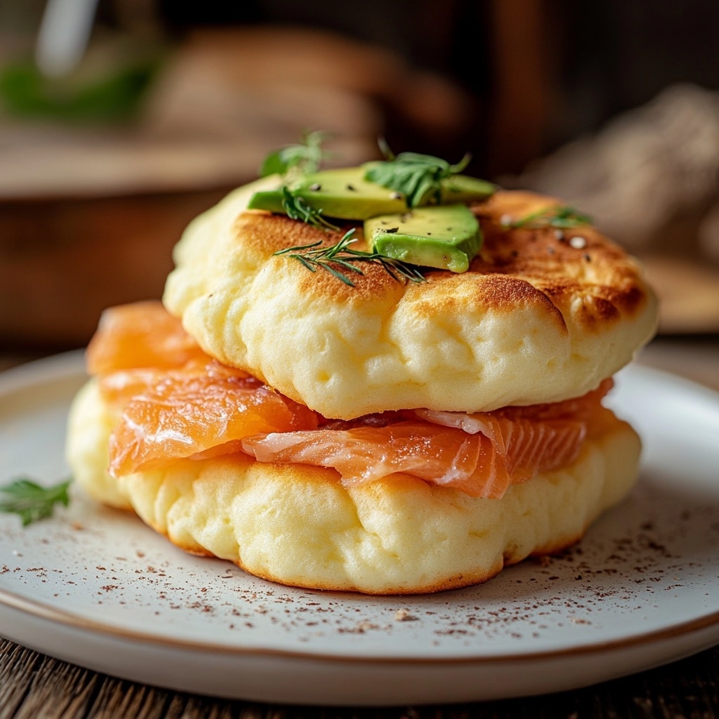 Gluten free cloud bread served with toppings