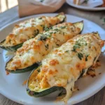 5 Ingredient Recipe for Stuffed Zucchini Boats baked with cheese