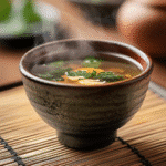 Japanese Mounjaro tea served in traditional teacup with kombu and yuzu peel