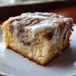 Cinnamon Roll Poke Cake with Cream Cheese Glaze