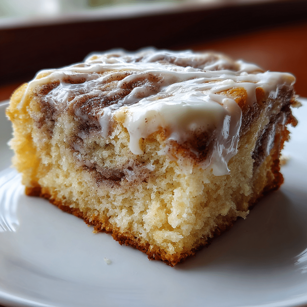 Cinnamon Roll Poke Cake with Cream Cheese Glaze