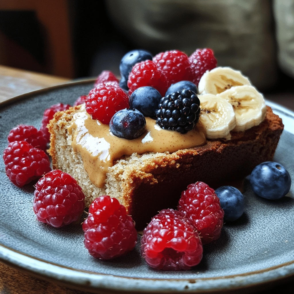 Slice of cottage cheese banana bread with toppings