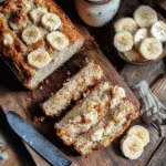Cottage cheese banana bread on rustic table