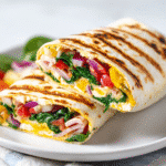 Cottage cheese flatbread fresh out of the oven with herbs