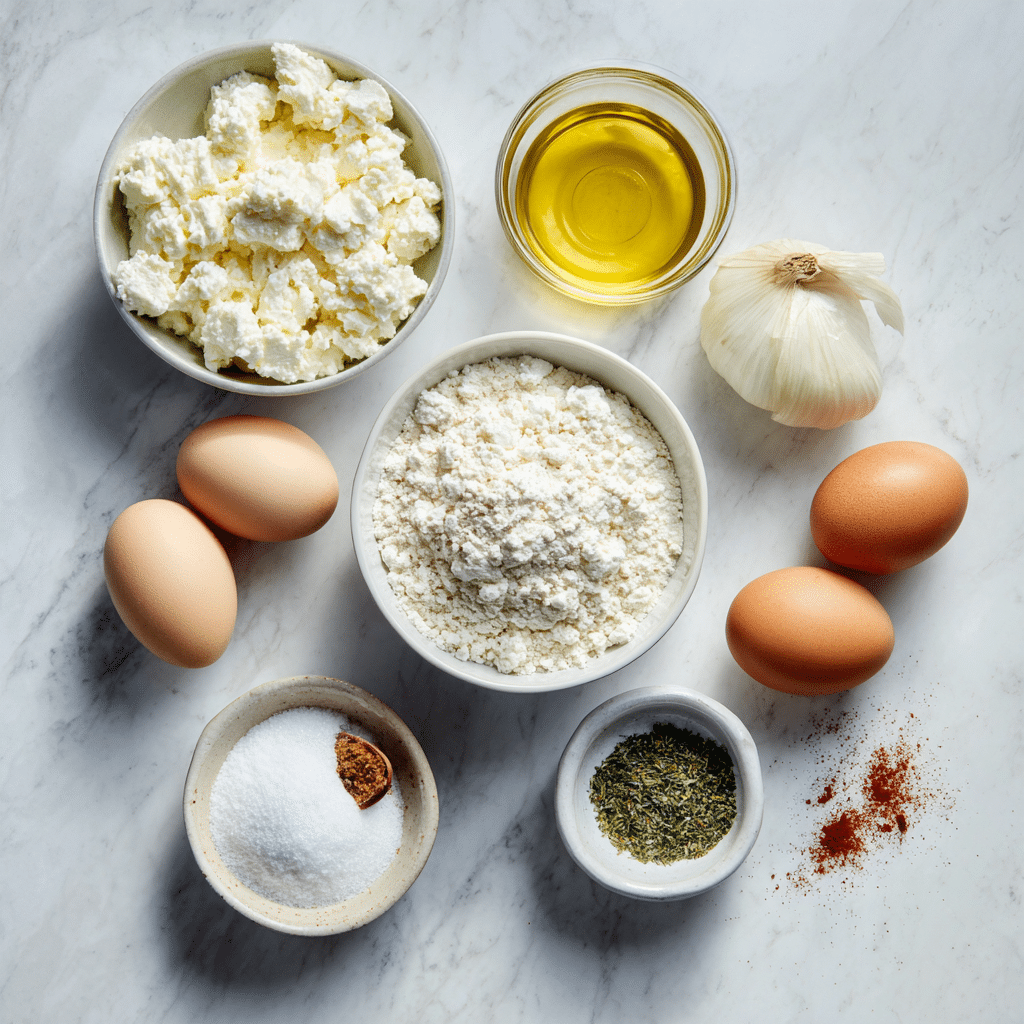 Ingredients to make cottage cheese flatbread