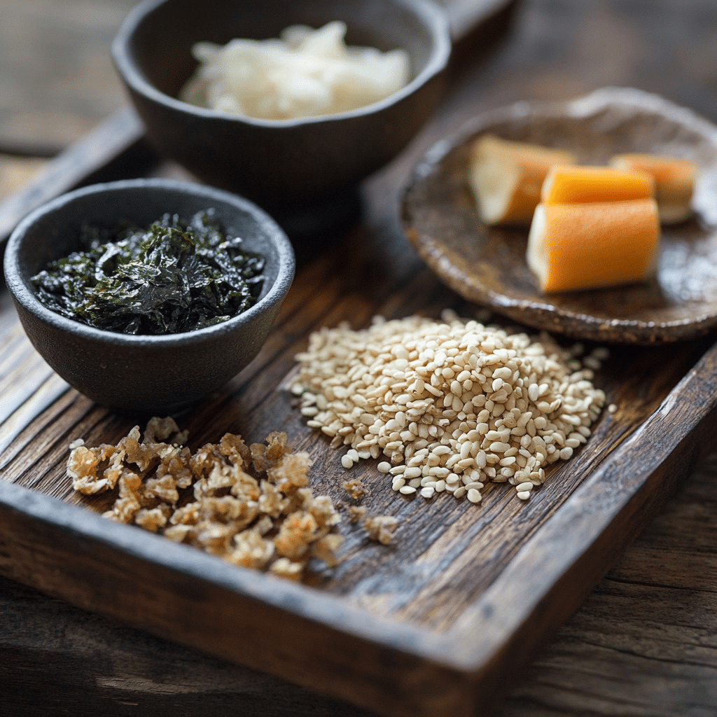 Preparing Japanese Mounjaro with kombu, yomogi, and roasted ric