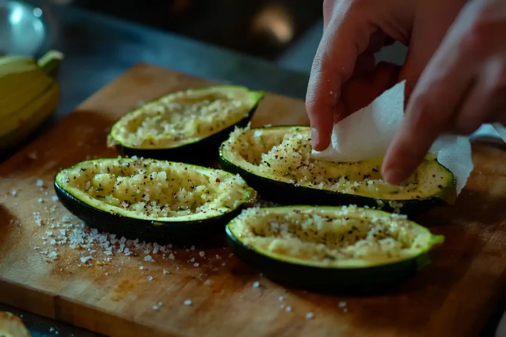 Preparing zucchini boats for stuffing without getting soggy