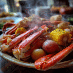 Red Lobster Crabfest seafood boil close-up on a table