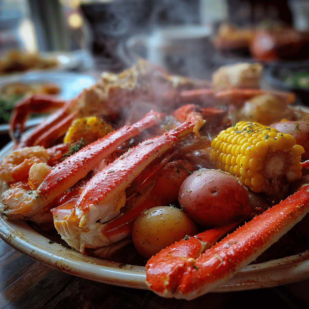 Red Lobster Crabfest seafood boil close-up on a table