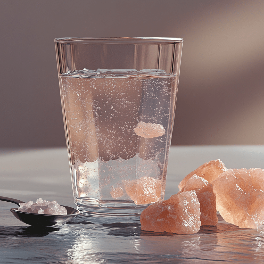glass of pink salt sole water recipe for weight loss