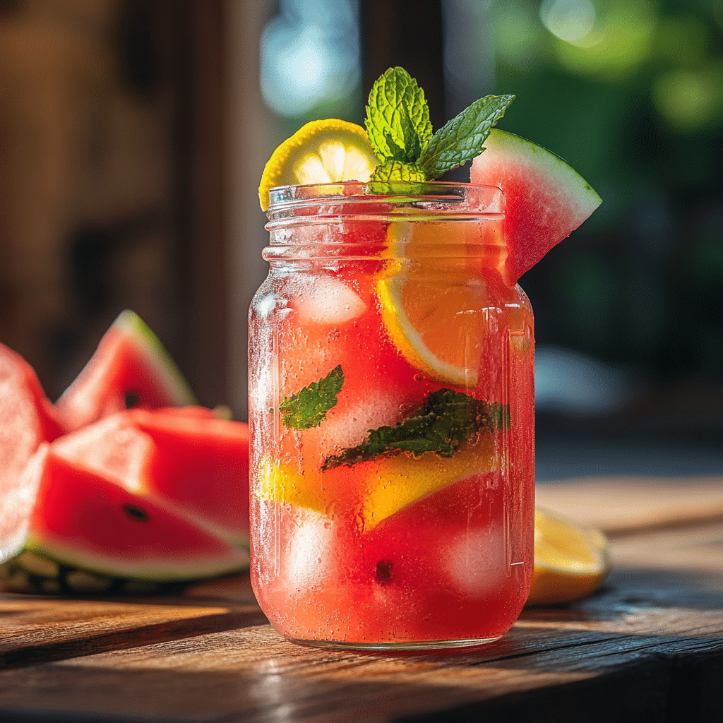 Watermelon Detox Drink Recipe in Mason Jar