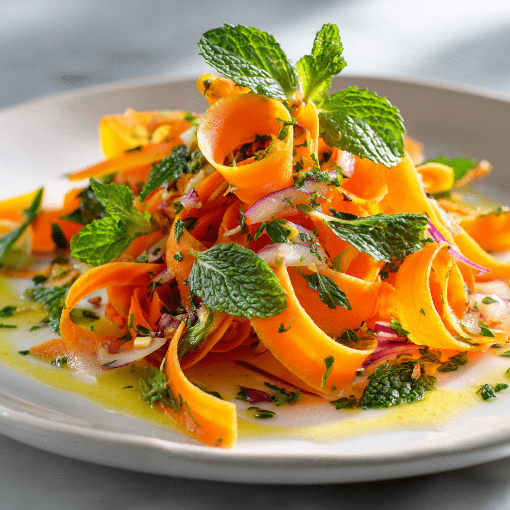 Fresh Carrot Ribbon Salad on a Plate