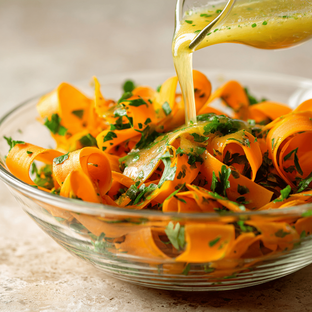 Carrot Ribbon Salad with Lemon Vinaigrette Dressing