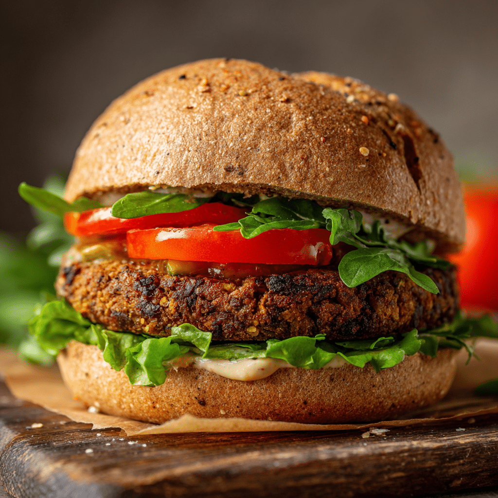 Homemade Veggie Burger Patty as a Healthy Lunch Meat Substitute